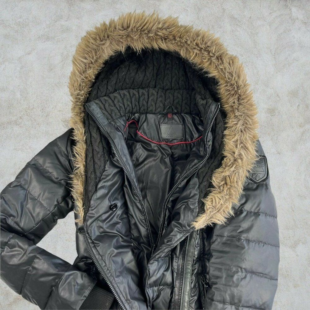 RUDSAK ATELIER NOIR Caroline Jacket Puffer Down Black Coat Faux Fur Trim Hood PS - Picture 6 of 11